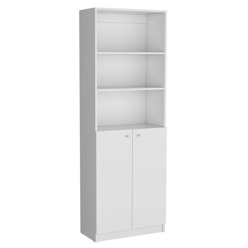 74-inch breed 3-delig boekenkaststel – 15 planken, matgrijs en wit