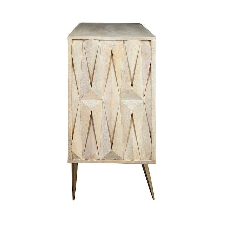 Acacia Wood and Metal Buffet Cabinet with Wrap-Around Design - 60W x 17D x 33.5H