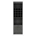 Barkast met wijnglazenhouder, 16 vakken en uitschuifbare lade - Smokey Oak, 71,1H x 20L x 12,7D