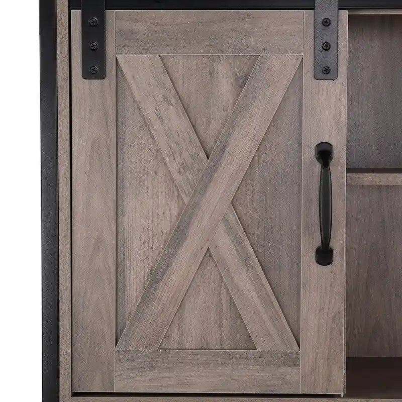 Retro grijze badkamerkast met schuifdeur en 3 legplanken - 64,0 cm B x 24,0 cm D x 172,5 cm H