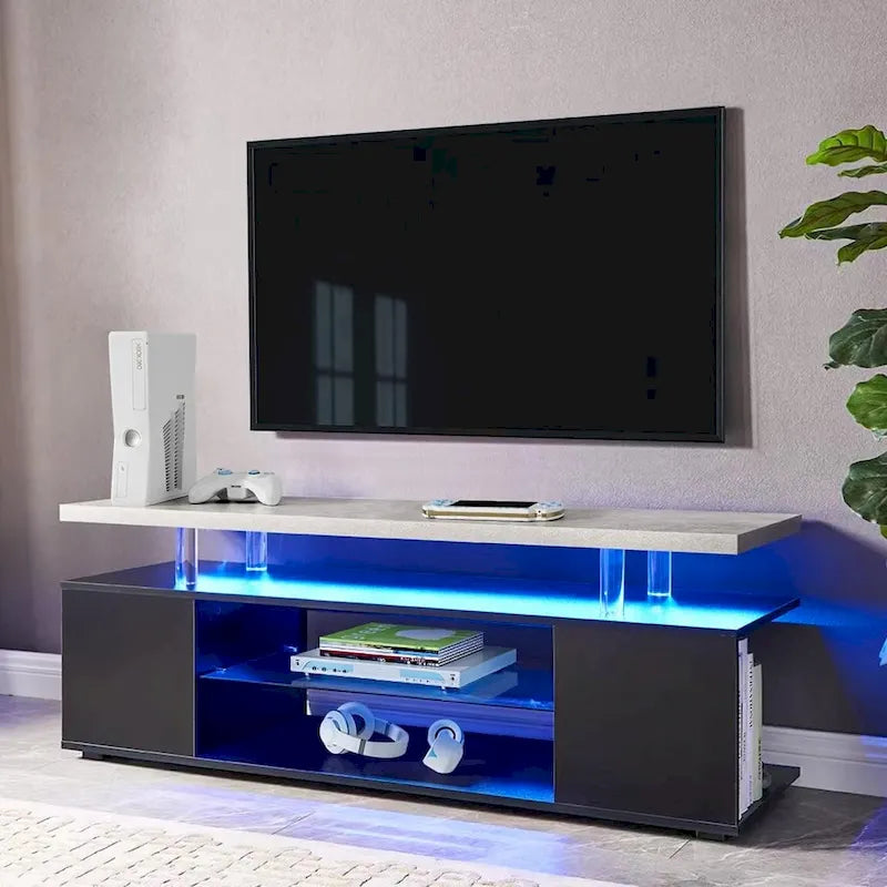 TV-meubel mediaconsole met zijkast voor 65-inch tv's - Wit, 130W x 40D x 53H cm