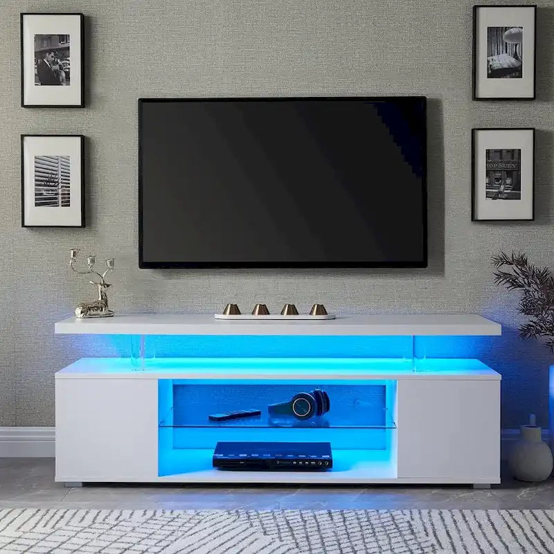 TV-meubel mediaconsole met zijkast voor 65-inch tv's - Wit, 130W x 40D x 53H cm