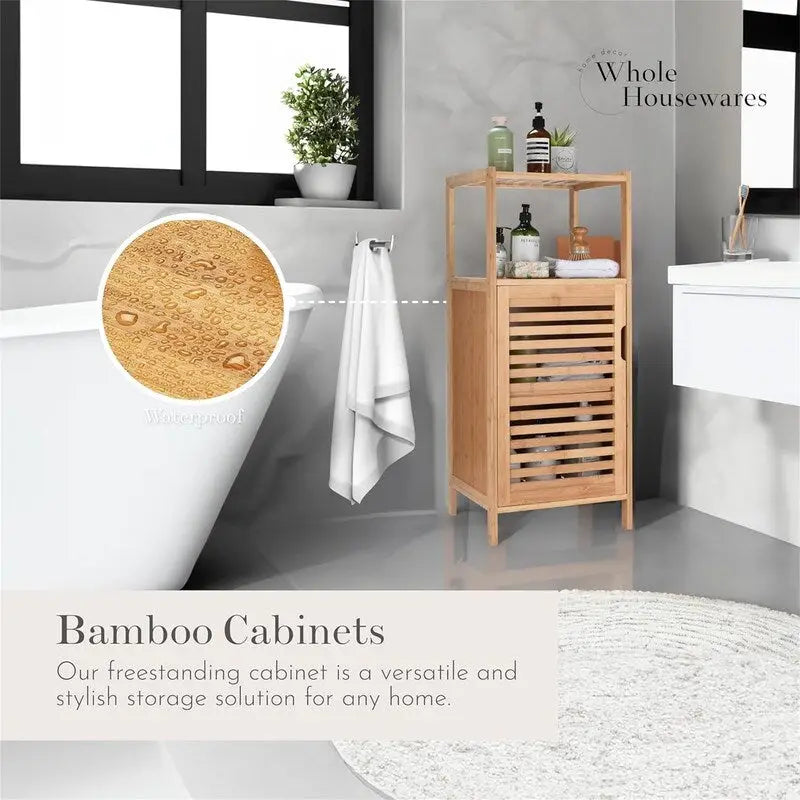 Bamboe Schoenenrek Opbergkast met Gaasdeuren - 14.4W x 13.2D x 33.8H