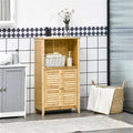Natuurlijke Bamboe Badkamer Kast met Verstelbare Plank - 50,17B x 25,4D x 92,08H cm