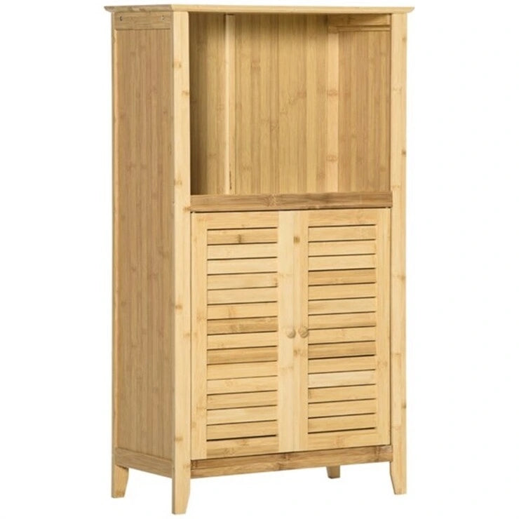 Natuurlijke Bamboe Badkamer Kast met Verstelbare Plank - 50,17B x 25,4D x 92,08H cm