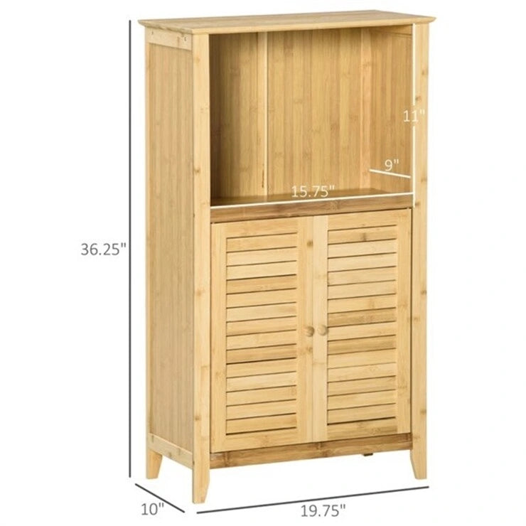 Natuurlijke Bamboe Badkamer Kast met Verstelbare Plank - 50,17B x 25,4D x 92,08H cm