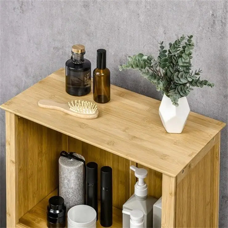 Natuurlijke Bamboe Badkamer Kast met Verstelbare Plank - 50,17B x 25,4D x 92,08H cm