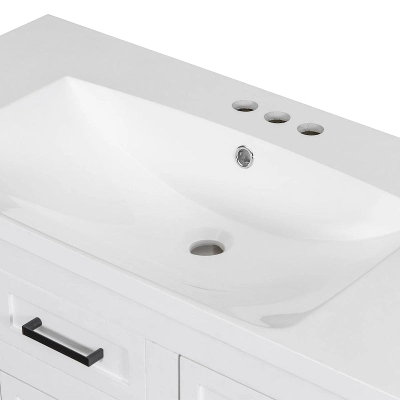 Wastafelmeubel van 91 cm met geïntegreerde harswastafel, 4 laden en 2 deuren