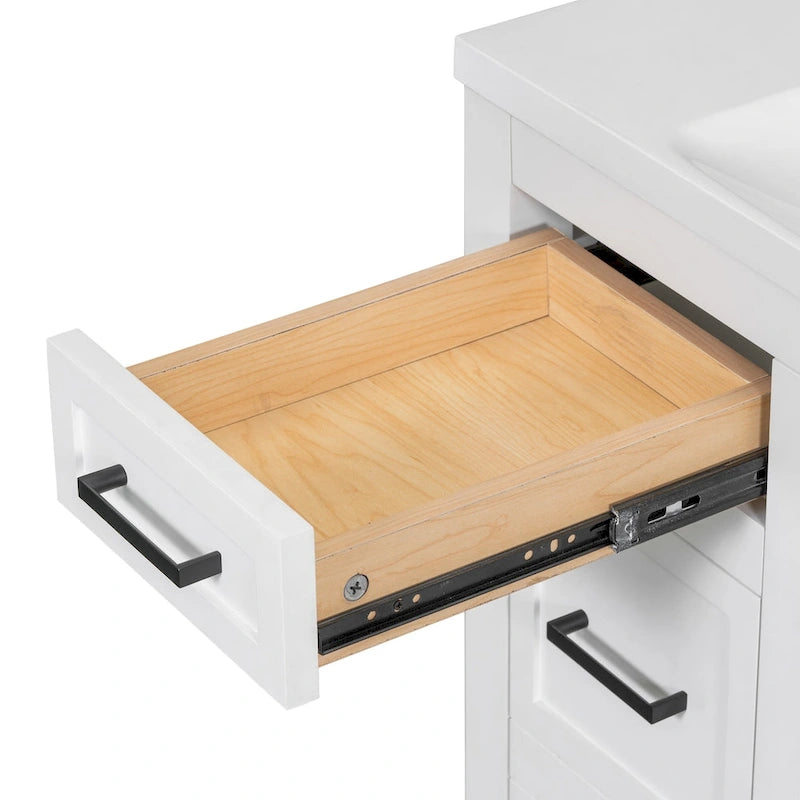 Wastafelmeubel van 91 cm met geïntegreerde harswastafel, 4 laden en 2 deuren
