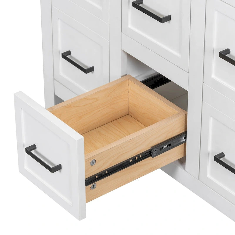 Wastafelmeubel van 91 cm met geïntegreerde harswastafel, 4 laden en 2 deuren