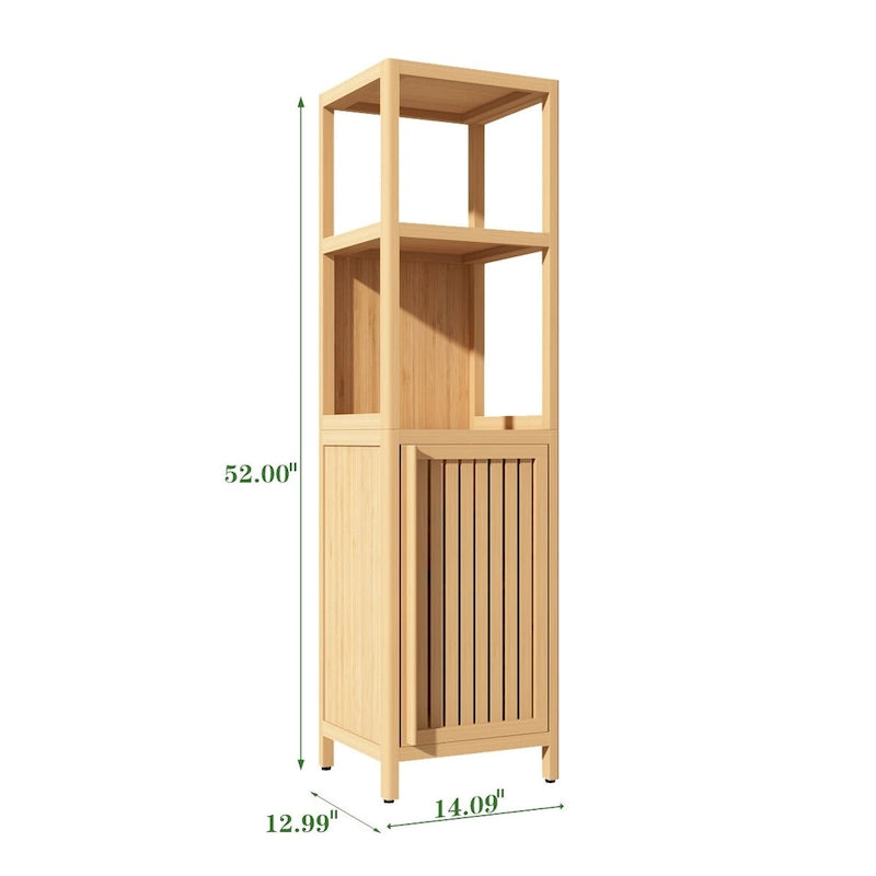 Freestanding Bamboo Linen Tower Storage Cabinet for Bathroom