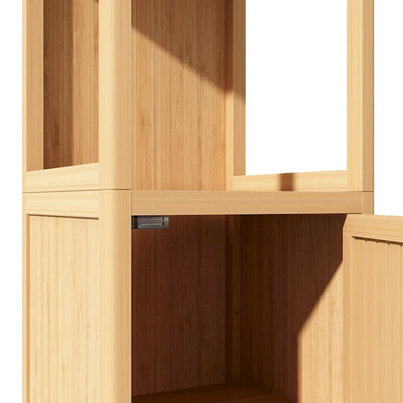 Freestanding Bamboo Linen Tower Storage Cabinet for Bathroom