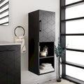 Linnenkast met softclose deur en open planken - 15B x 12D x 46H, Phantom Black