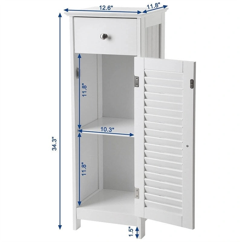 Badkamervloerkast met Louvredeuren en Lades - 32B x 30D x 87H cm