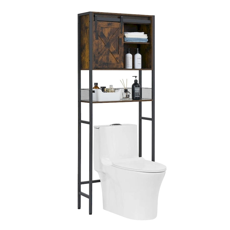 Opbergkast boven toilet met schuifdeur en verstelbare planken