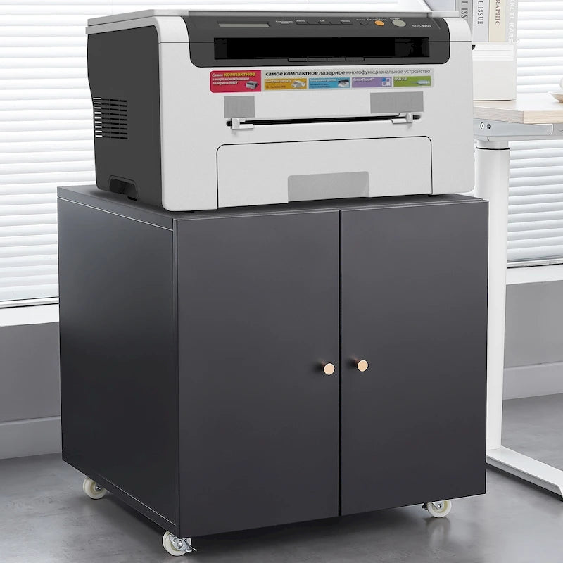 Mobiele Printer- en Kopieerkast met 2 Deuren en 4 Vergrendelbare Wielen