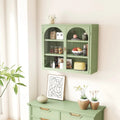 Glass Door Wall Cabinet with 3-Tier Storage - Green, 27.56W x 9.06D x 23.62H