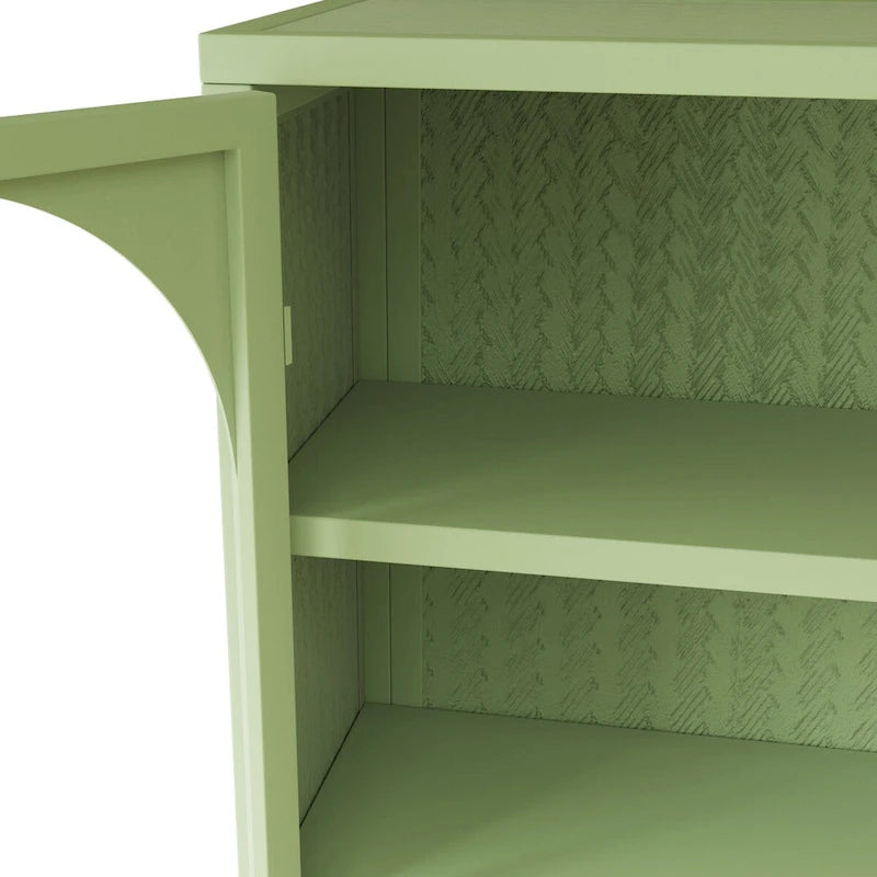 Glass Door Wall Cabinet with 3-Tier Storage - Green, 27.56W x 9.06D x 23.62H
